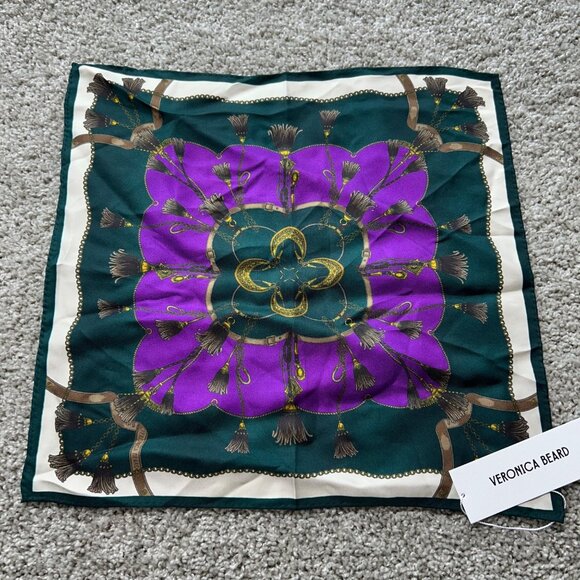 NWT Veronica Beard Print Scarf Women's Green Purple Cream - Picture 2 of 6